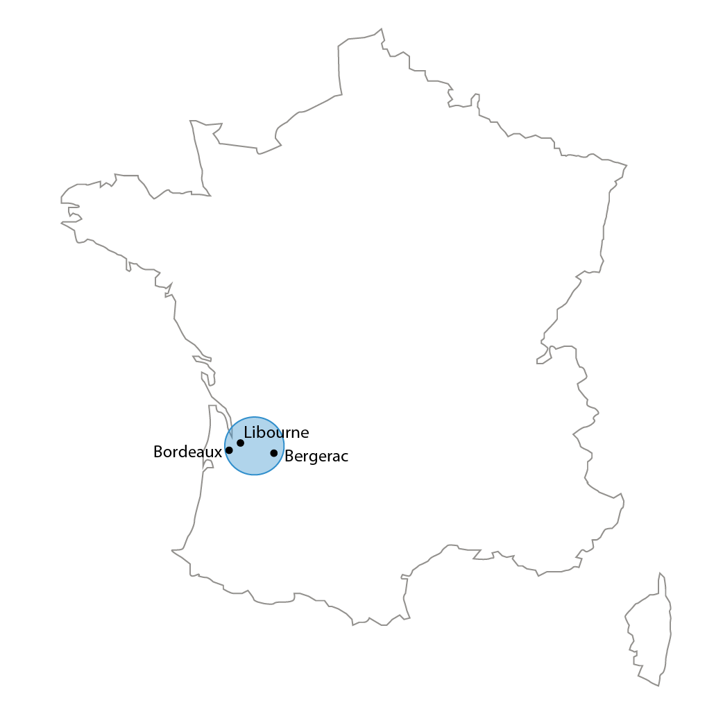 Zone d'intervention HE2M autour de Libourne en Gironde