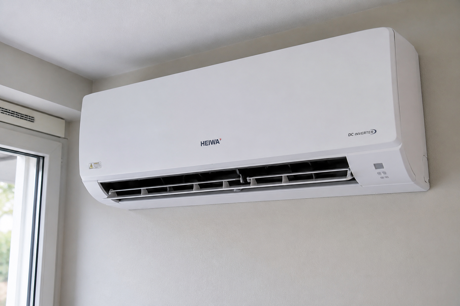 Unité intérieure de climatisation réversible Heiwa DC Inverter installée à Libourne par HE2M Électricité